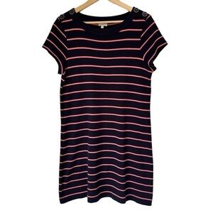 Talbots Navy Pink Stripe Short-Sleeve T-Shirt Dress, M